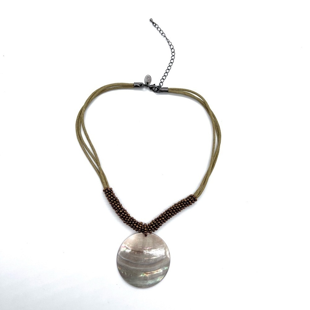 Lia Sophia Leather & Abalone Shell Pendant - Picture 3 of 4